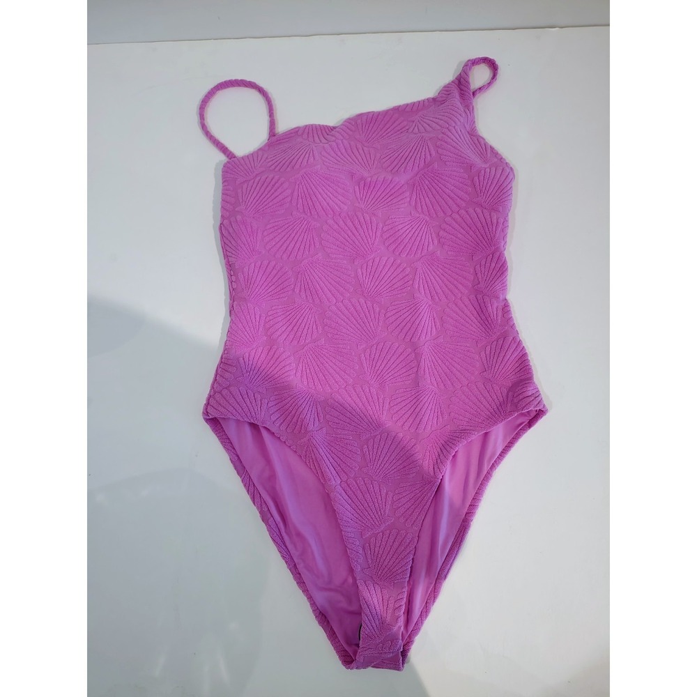 Beach Riot Women's Size Medium Pink Shell Texture Athena One Piece Swim Suit - Picture 2 of 8